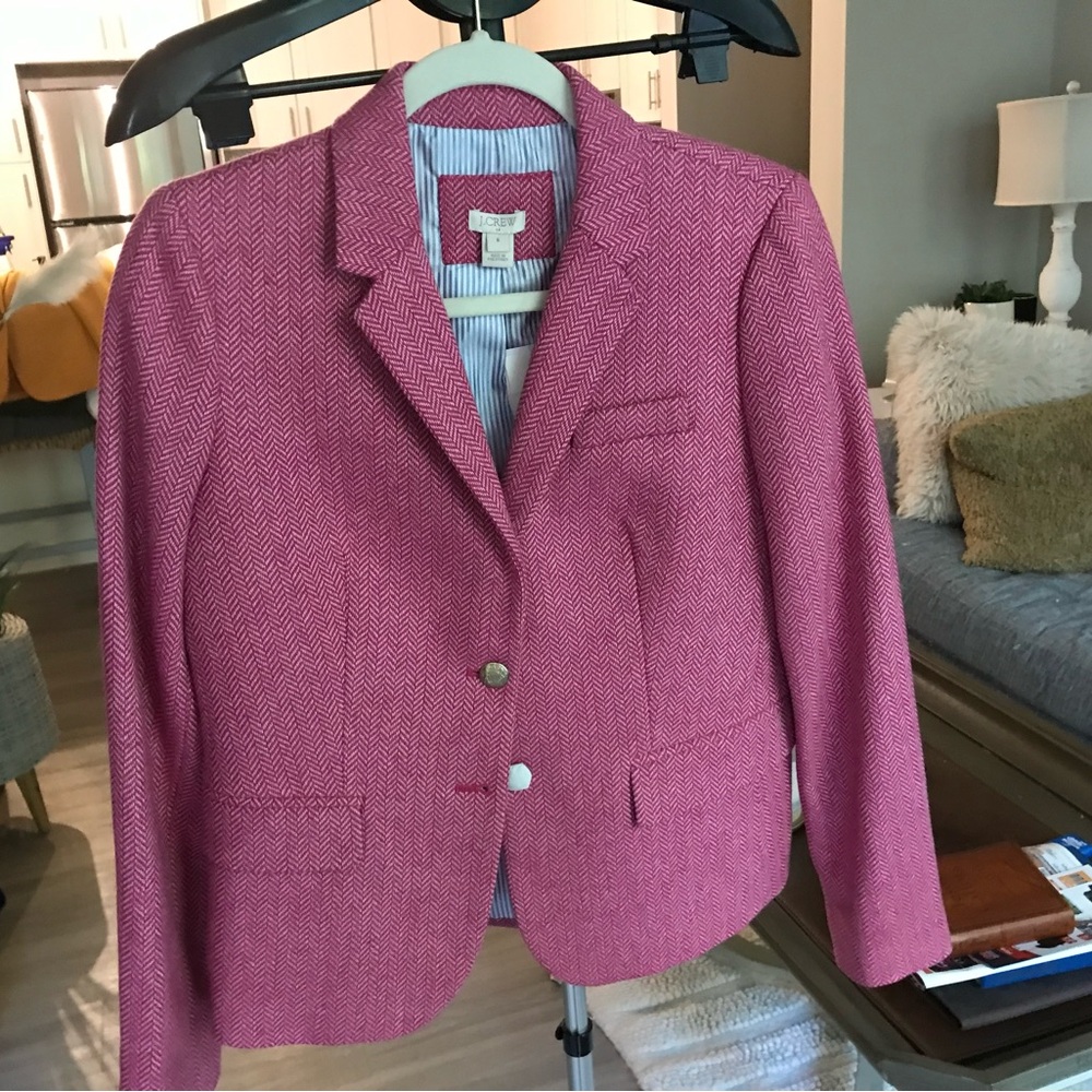J. Crew Pink Herringbone Blazer